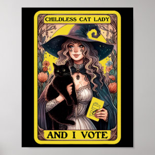Poster Dame Chat Sans Enfants Et Je Vote