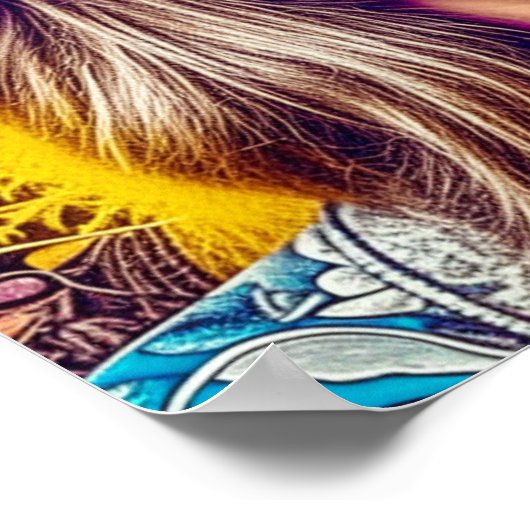 Poster Dame cool en Lunettes de soleil bleues (Coin)