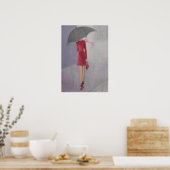 POSTER DAME DANS UNE ROBE ROUGE (Cuisine)