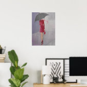 POSTER DAME DANS UNE ROBE ROUGE (Bureau à domicile)