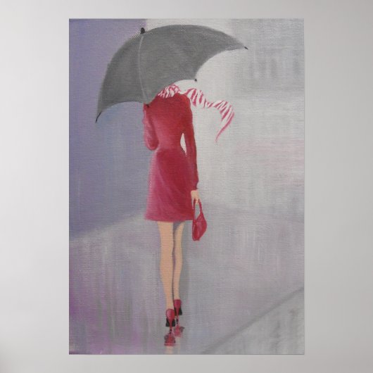POSTER DAME DANS UNE ROBE ROUGE (Devant)