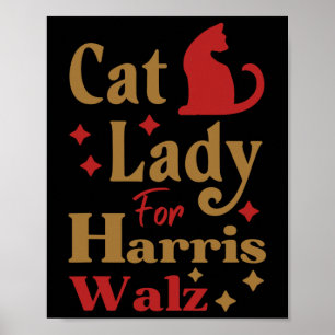 Poster Dame de chat sans enfant pour Kamala Harris Tim Wh