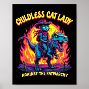 Poster Dame de chat sans enfants contre le patriarcat Cha