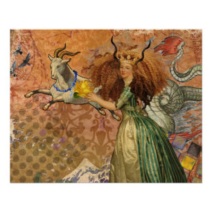Poster Dame de la Renaissance Capricorne Fantaisie Vintag