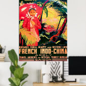 Poster Dame de Saigon City, Vietnam, voyage vintage (Bureau à domicile)