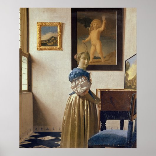 Poster Dame debout à la Virginal, vers 1672-73 (Devant)