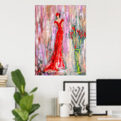 Poster Dame en rouge (Bureau à domicile)