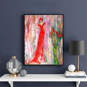 Poster Dame en rouge