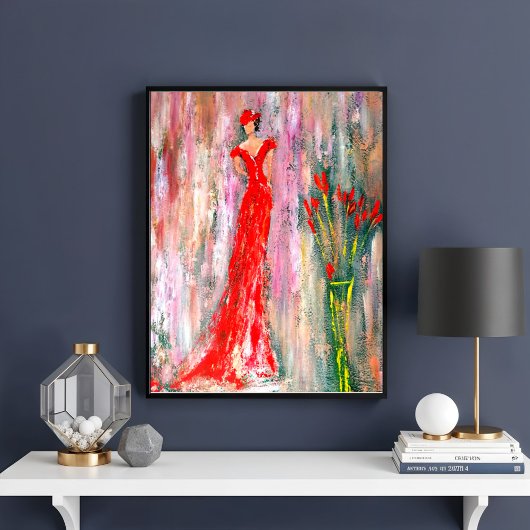 Poster Dame en rouge