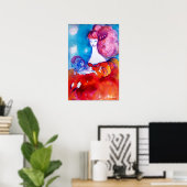 POSTER DAME EN ROUGE , (Bureau à domicile)