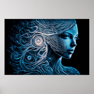 Poster Dame en spirale de lumière