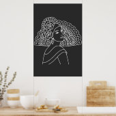Poster Dame espagnole flamenco avec éventail dessin à l'e (Cuisine)