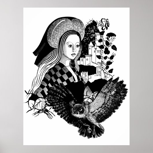 Poster Dame et hibou (Devant)