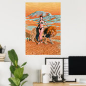 Poster Dame et Lion (Bureau à domicile)