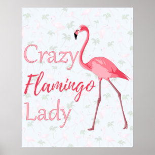 Poster Dame Flamant rose folle