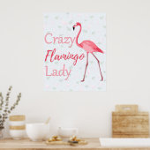 Poster Dame Flamant rose folle (Cuisine)