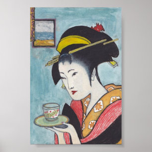 Poster Dame Geisha Classique Japonaise Art
