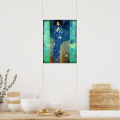 Poster Dame Gustav Klimt en bleu (Cuisine)