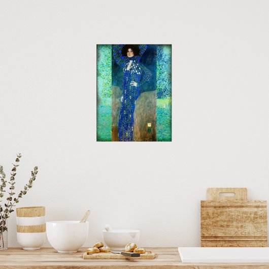 Poster Dame Gustav Klimt en bleu (Cuisine)