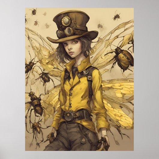 Poster Dame Insecte Steampunk (Devant)