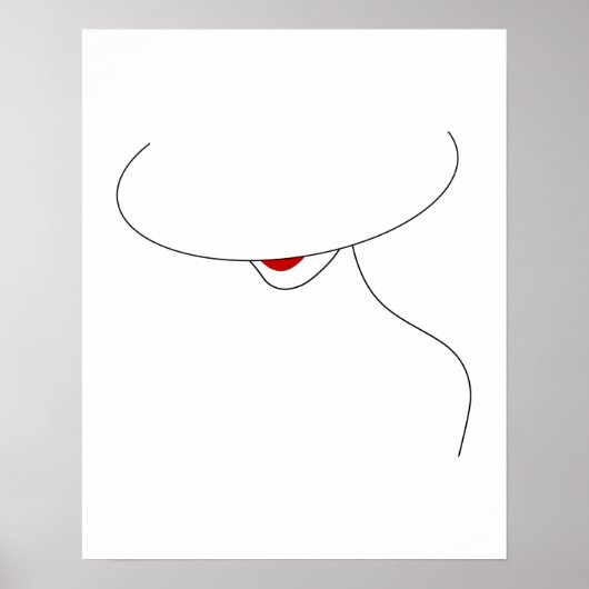 Poster Dame Moderne Avec Casquette En Rouge Lipstick Line (Devant)