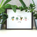 Poster Dame Plante folle | Chic Plantes pointillés<br><div class="desc">Êtes-vous fou de plantes ? ou connaissez-vous quelqu'un qui ne peut pas en avoir assez de ses plantes ? Ensuite, cette affiche "Dame Plante folle" est parfaite ou vous-même ou comme un cadeau. Notre design présente nos beaux plantes chic peints à l'aquarelle peinte à la main. Le mot "PLANTE" est...</div>