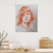 Poster DAME ROMANTIQUE / Sépia marron (Cuisine)