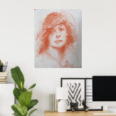 Poster DAME ROMANTIQUE / Sépia marron (Bureau à domicile)