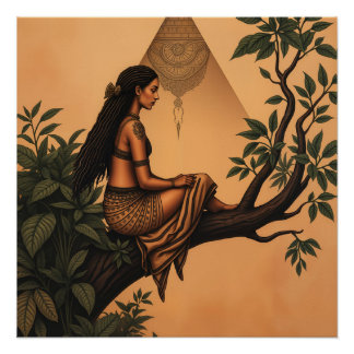 Poster Dame sur une branche