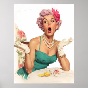 Poster Dame Surprise au Charme Rétro