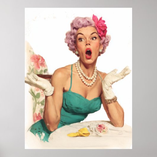 Poster Dame Surprise au Charme Rétro (Devant)