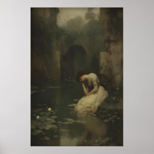 Poster Dame victorienne au bord de l'eau imprimable numér
