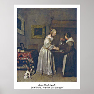 Poster Dame Wash Hands By Gerard Ter Borch le plus jeune