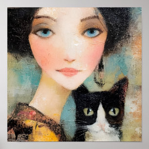 Poster Dames & Chats – Collection de portraits vintage 1