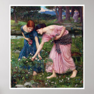 Poster Dames cueillant des roses, John William Waterhouse