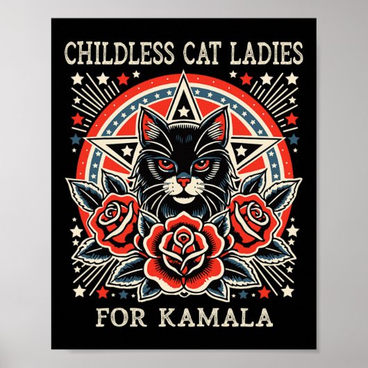 Poster Dames De Chat Sans Enfant Pour Kamala Harris (Devant)