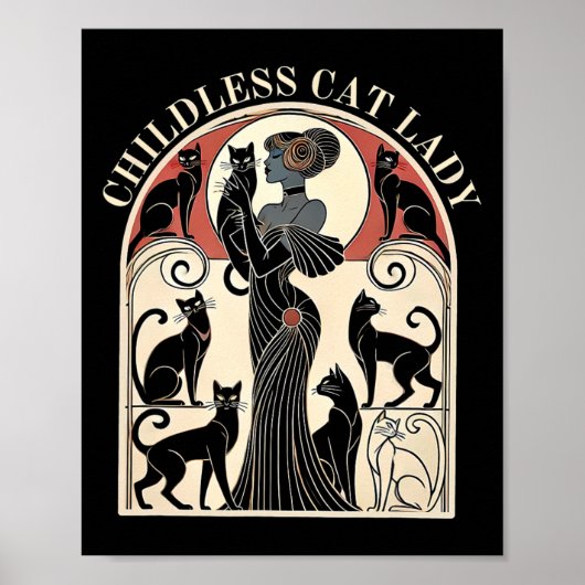 Poster Dames de chat sans enfants Karma de chat Rétro Drô (Devant)