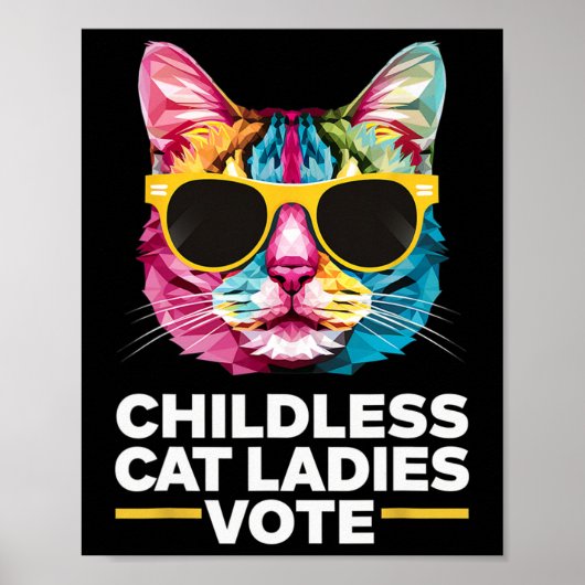 Poster Dames de chats sans enfants votent bleu 1  (Devant)