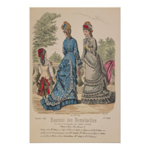 Poster Dames et filles victoriennes dans un parc Vintage