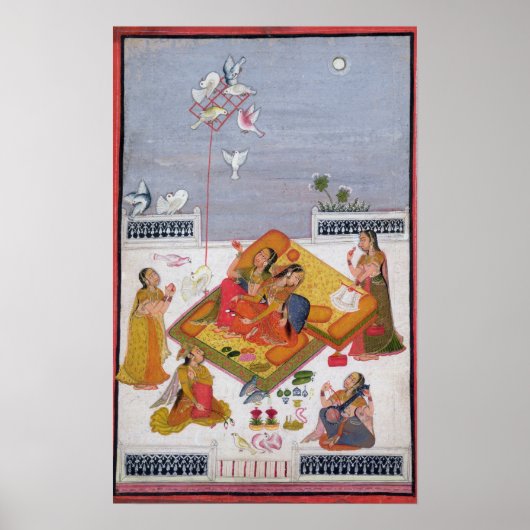 Poster Dames observant les pigeons, 1770 (Devant)