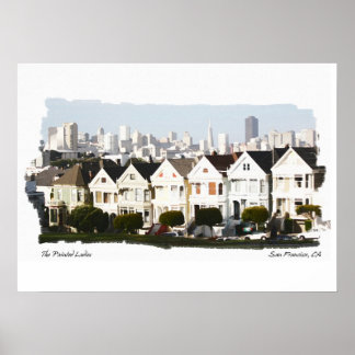 Poster Dames peintes de San Francisco Aquarelle