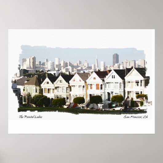 Poster Dames peintes de San Francisco Aquarelle (Devant)
