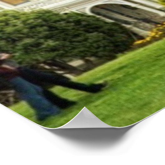 Poster Dames peintes, maisons victoriennes et skyline (Coin)