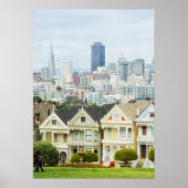 Poster Dames peintes, maisons victoriennes et skyline (Devant)