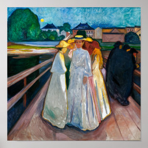 Poster Dames sur le pont Edvard Munch