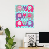 Poster d'amour pour les éléphants roses et violets (Bureau à domicile)
