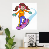 Poster d'amusement de snowboard Girl Snow (Bureau à domicile)
