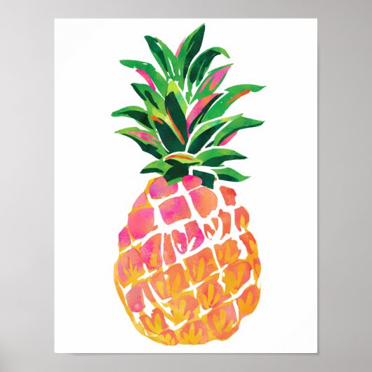 Poster d'ananas tropical joyeux - 11"x 14" (Devant)