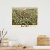 Poster Danbury, CT Carte panoramique - 1875 (Cuisine)