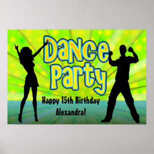Poster Dance Party, Neon Green/Black